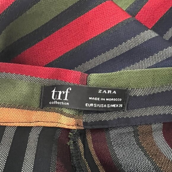 ZARA Stripped A Line Satin Finish Skirt Size S / 05 - Picture 4 of 4